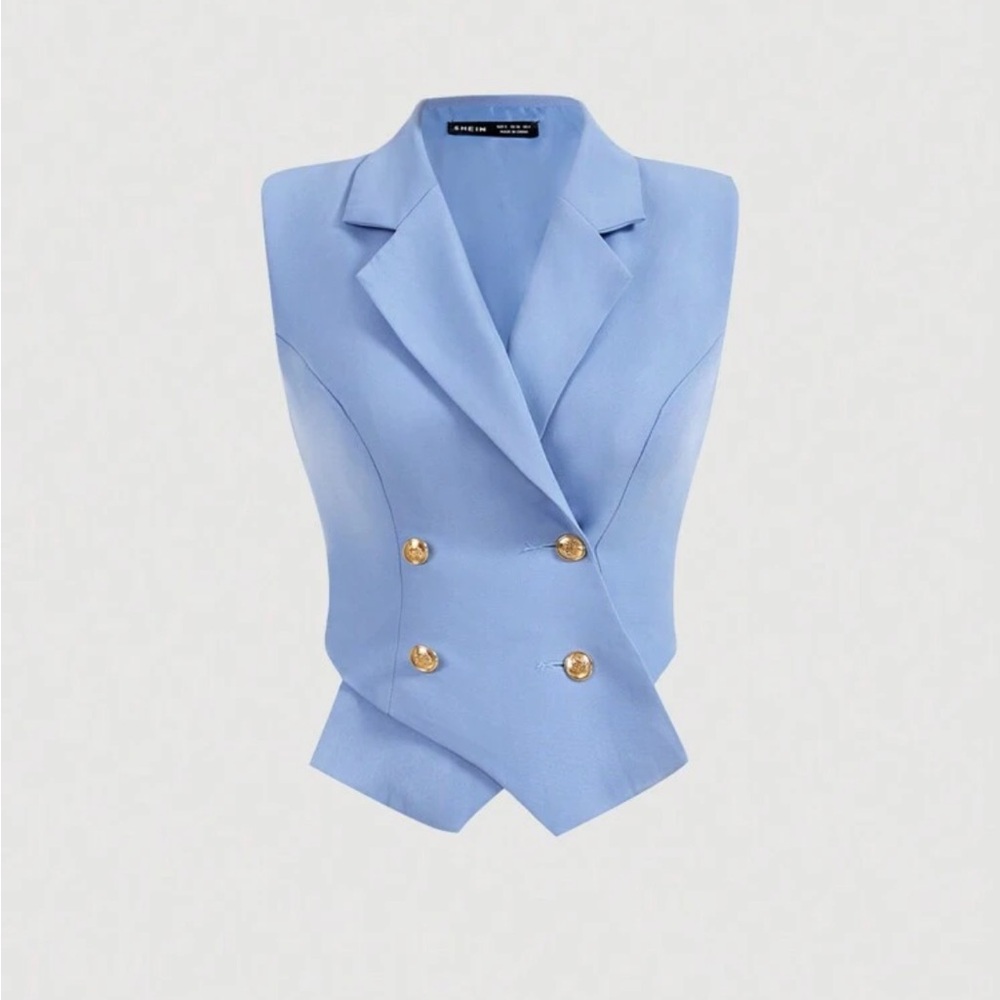 Double-Breasted Blue Women's Vest